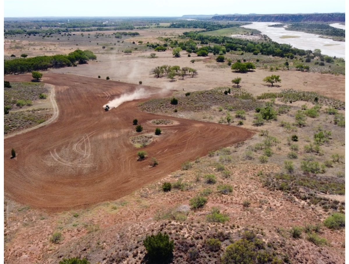 Aerial view of a new food plot on the Freedom property above the Cimarron River