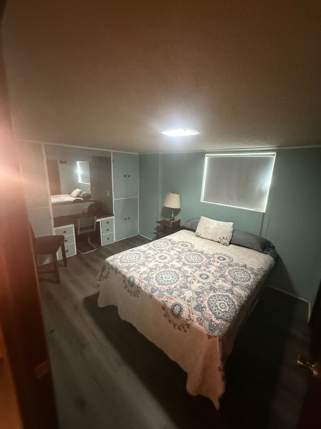 A bedroom at the Canton Lake Lodge